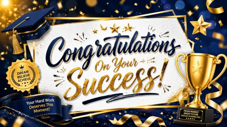 Warm congratulations message celebrating a successful achievement