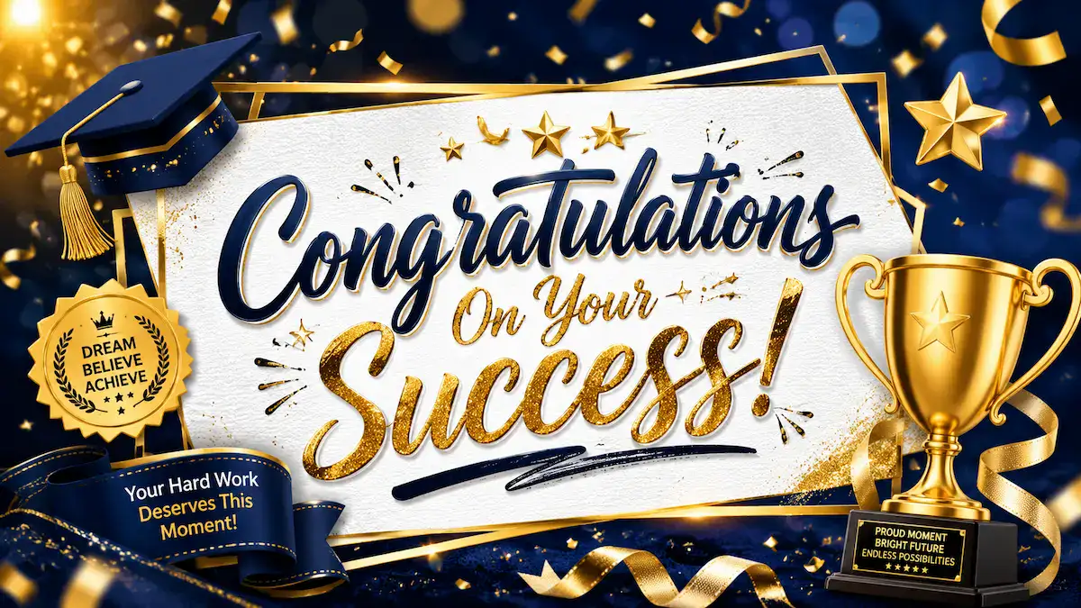 Warm congratulations message celebrating a successful achievement